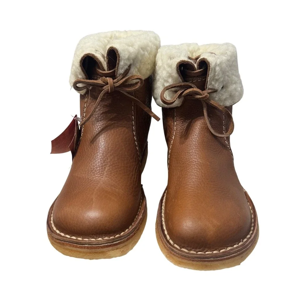 Duckfeet Arhus Leather Boot Women 10 Brown NWT Wool Lined Crepe Sole